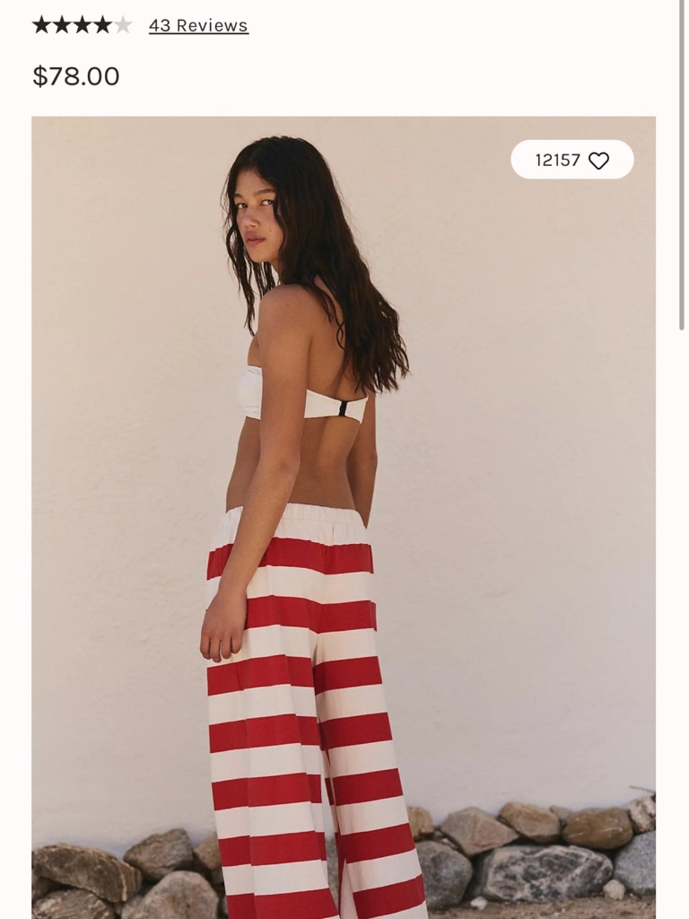 Free people Red and White Striped Wide-Leg Pants